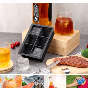 Kootek Ice Cube Trays with Lid (Set of 4), Silicone Large Square Ice Cube Maker Ice Cube Molds for Whiskey, Cocktails and Homemade Freezer