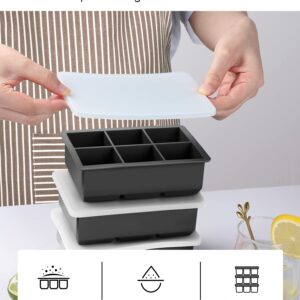 Kootek Ice Cube Trays with Lid (Set of 4), Silicone Large Square Ice Cube Maker Ice Cube Molds for Whiskey, Cocktails and Homemade Freezer