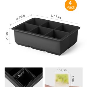 Kootek Ice Cube Trays with Lid (Set of 4), Silicone Large Square Ice Cube Maker Ice Cube Molds for Whiskey, Cocktails and Homemade Freezer