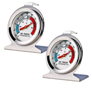 2 pack refrigerator freezer thermometer large dial analog thermometer