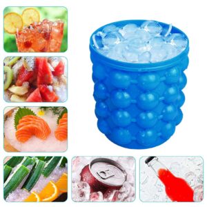 LAO XUE Ice Cube Mold Ice Trays, Large Silicone Ice Bucket, (2 in 1) Ice Cube Maker, Round,Portable,For Frozen Whiskey, Cocktail, Beverages