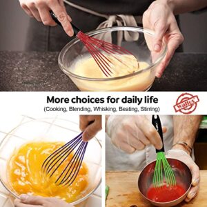 Walfos Silicone Balloon Whisk, Heat Resistant Non Scratch Coated Kitchen Whisks for Cooking Nonstick Cookware, Balloon Egg Wisk Perfect for Blending, Baking, Beating, Set of 3,Red,Blue,Green