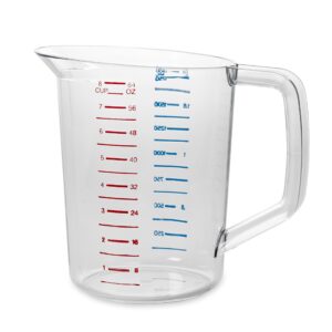 Rubbermaid Commercial Products Bouncer Clear Measuring Cup, 8-Cup/2-Quart, Clear, Strong Food Grade, For use with -40-degree F to 212-degree F, Easy Read for Liquid/Dry Ingredients while Cooking