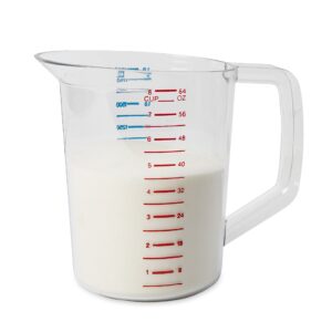 Rubbermaid Commercial Products Bouncer Clear Measuring Cup, 8-Cup/2-Quart, Clear, Strong Food Grade, For use with -40-degree F to 212-degree F, Easy Read for Liquid/Dry Ingredients while Cooking