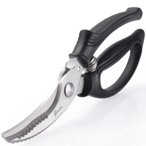 heavy duty poultry shears - kitchen scissors for cutting chicken, poultry, game, meat - chopping vegetable - spring loaded