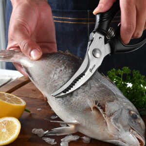 Heavy Duty Poultry Shears - Kitchen Scissors for Cutting Chicken, Poultry, Game, Meat - Chopping Vegetable - Spring Loaded