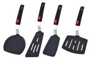 silicone spatula turner, 4-pack spatulas 600°f heat resistant set for nonstick cookware, kitchen cooking utensils bpa free rubber egg, crepe, pancake,burger,fish