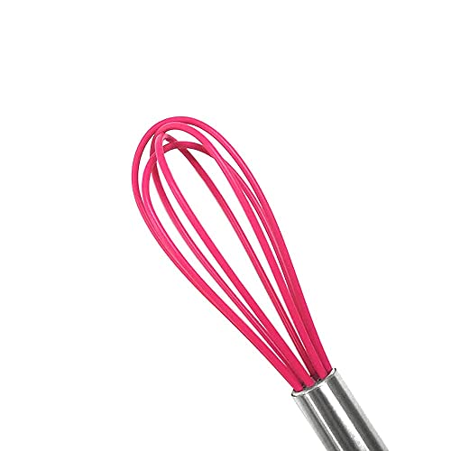 Wtcynla 8 Pack 6" Multi-Color Mini Silicone Kitchen Whisks with Stainless Steel Handles Egg Beater Milk Beater Balloon Whisk for Blending Stirring Whisking and Beating(4 Colors)