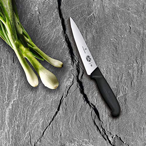 Victorinox Swiss Army 5.2003.15-X8 Fibrox Straight Chef's Knife Black 6 in