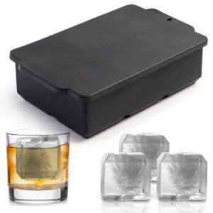 nax caki large ice cube molds tray with lid, stackable big silicone square ice cube mold for whiskey cocktails bourbon soups frozen treats, whiskey gifts for men from daughter wife son kids