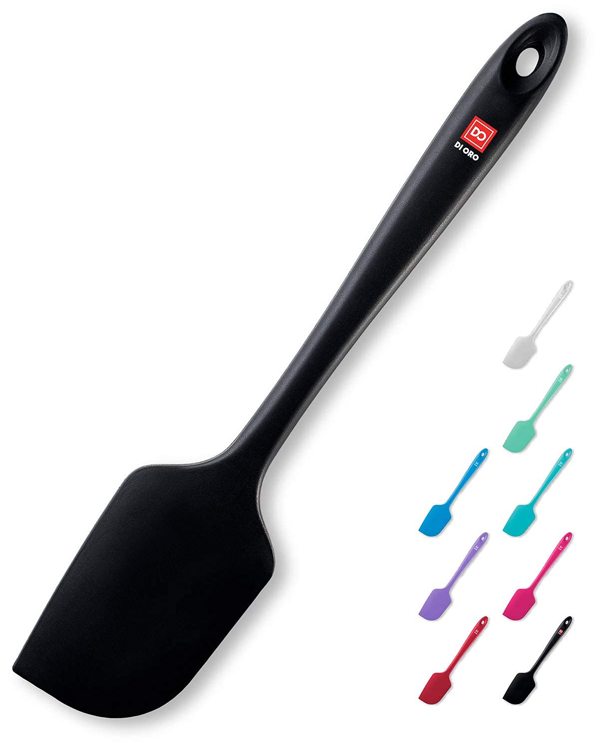 DI ORO Silicone Spatula - 600°F Heat-Resistant Rubber Kitchen Spatula for Baking, Scraping, & Mixing - BPA Free Nonstick Cookware Safe Flexible Utensil for Cooking - Seamless & Dishwasher Safe (Black)