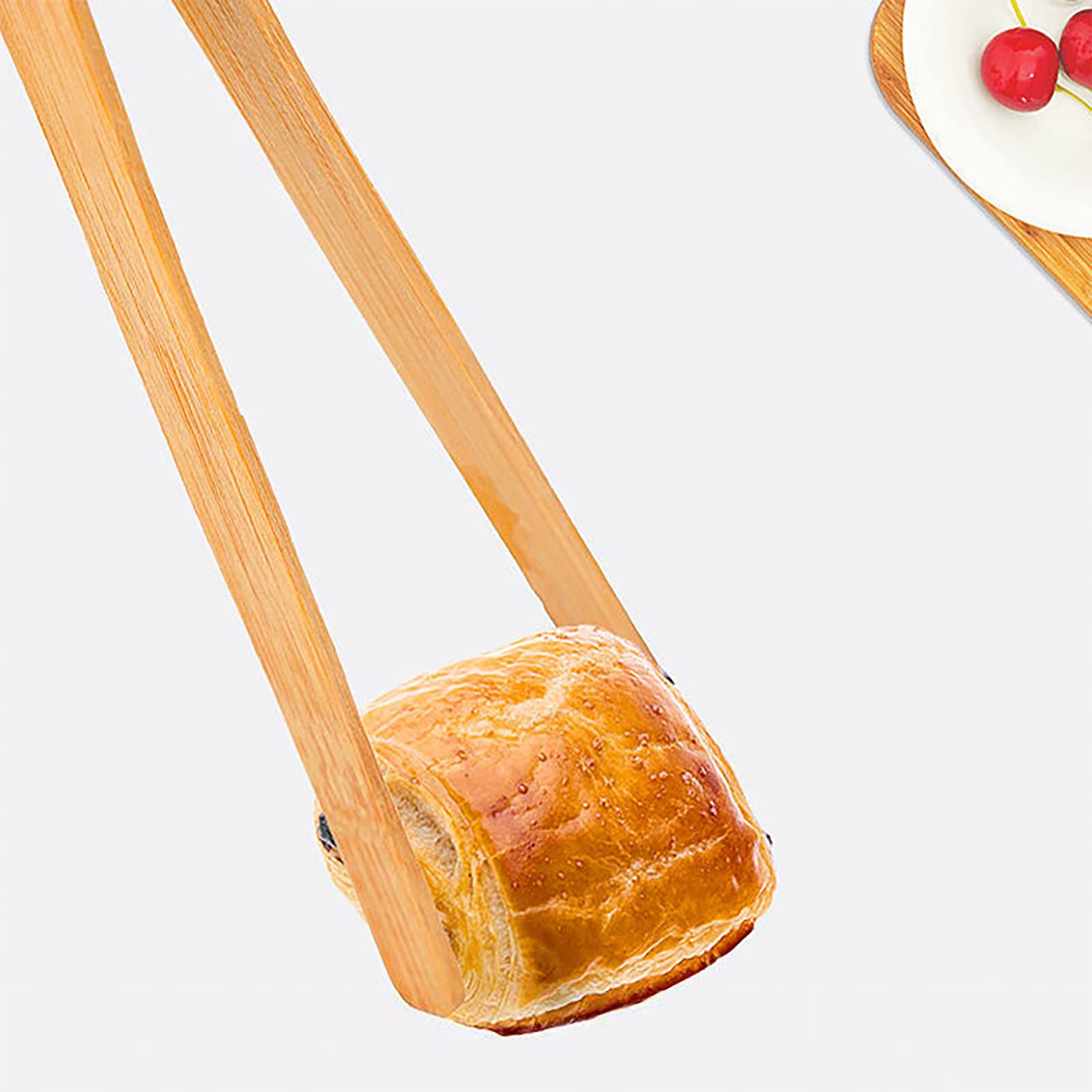 2 Pieces Natural Bamboo Toast Tongs, toast tongs, bamboo tongs,10.2 Inches Long Tongs with Anti-slip Design,for Toaster,Fruits, Bread & Pickles, Kitchen Utensil, Salad, Pasta, Grilling, BBQ