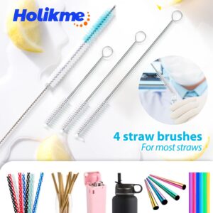 Holikme 8 Pack Bottle Brush Cleaning Set, Long Handle Bottle Cleaner for Washing Narrow Neck Beer Bottles, Wine Decanter, Narrow Cup, Pipes, Hydro Flask Tumbler, Sinks, Cup Cover, Blue