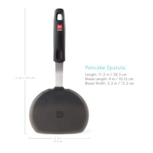 Silicone Turner Pancake Spatula - Nonstick Cookware Safe 600°F Heat-Resistant Flexible & Thin Cooking Flipper for Eggs - Reinforced Stainless Steel Core - BPA Free & Dishwasher Safe by DI ORO