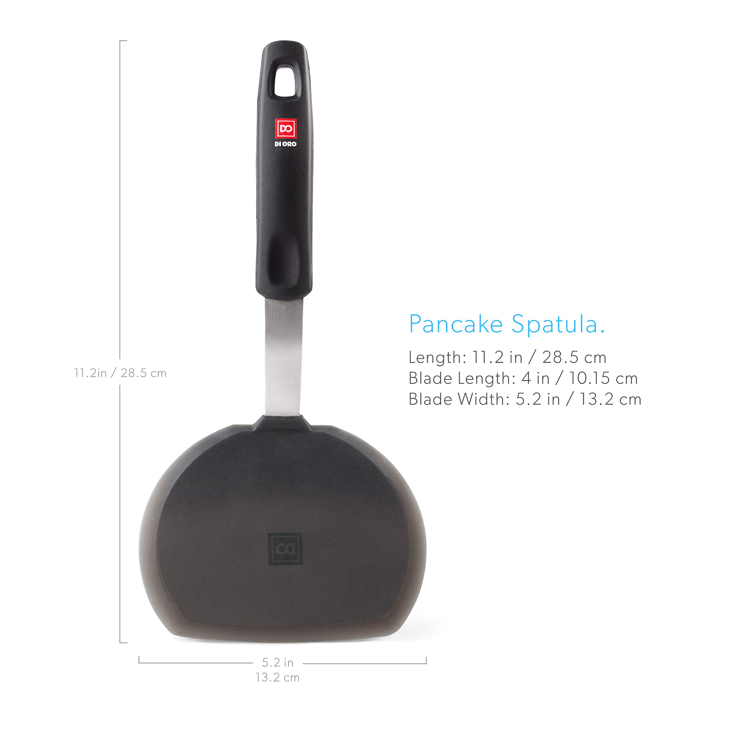 Silicone Turner Pancake Spatula - Nonstick Cookware Safe 600°F Heat-Resistant Flexible & Thin Cooking Flipper for Eggs - Reinforced Stainless Steel Core - BPA Free & Dishwasher Safe by DI ORO