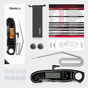 TEMOLA Meat Thermometer, Instant Read Food Thermometer for Cooking, Digital Food Thermometer with LCD Backlight for Candy Fry Grill BBQ Liquids, Kitchen Oven Safe Dual Probe 2 in 1 Thermometer