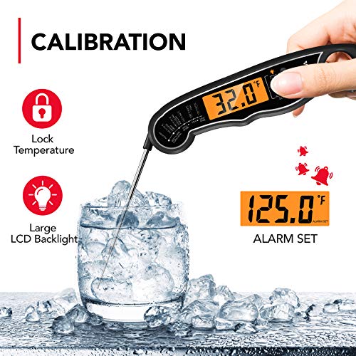 TEMOLA Meat Thermometer, Instant Read Food Thermometer for Cooking, Digital Food Thermometer with LCD Backlight for Candy Fry Grill BBQ Liquids, Kitchen Oven Safe Dual Probe 2 in 1 Thermometer