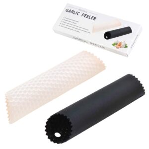 maxracy 2 set silicone garlic peeler easy roller tube useful garlic odorfree kitchen tool (black,clear)