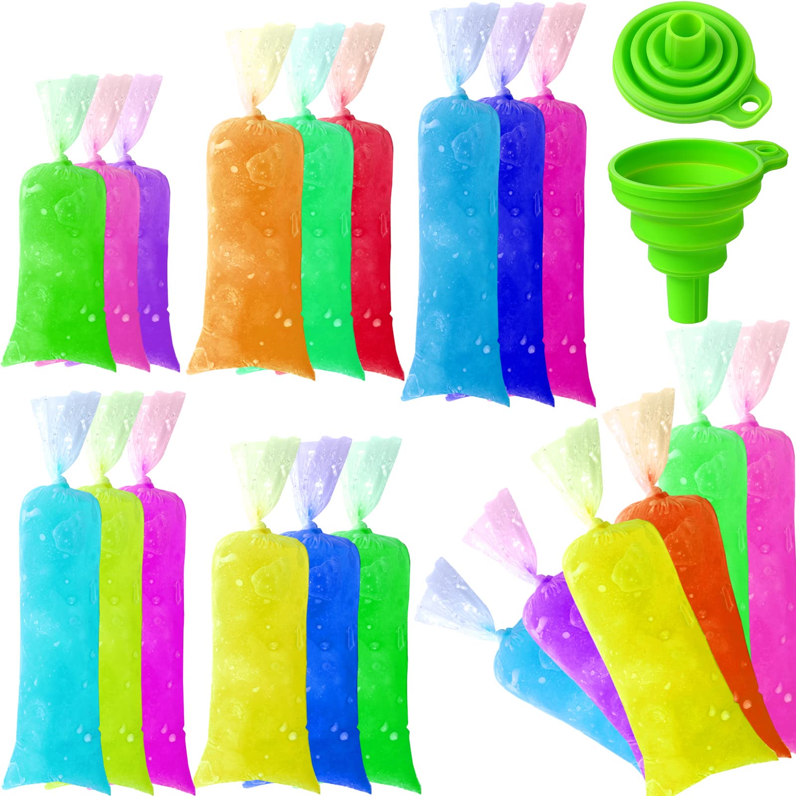 Ice Lolly Bags Disposable Ice Cream Mold Bags with Silicone Funnel, 3 Size DIY Ice Candy Pouch for Making Ice Cream Yogurt, 2x12 Inch, 3x12 Inch, 3x10 Inch (300 Pcs)