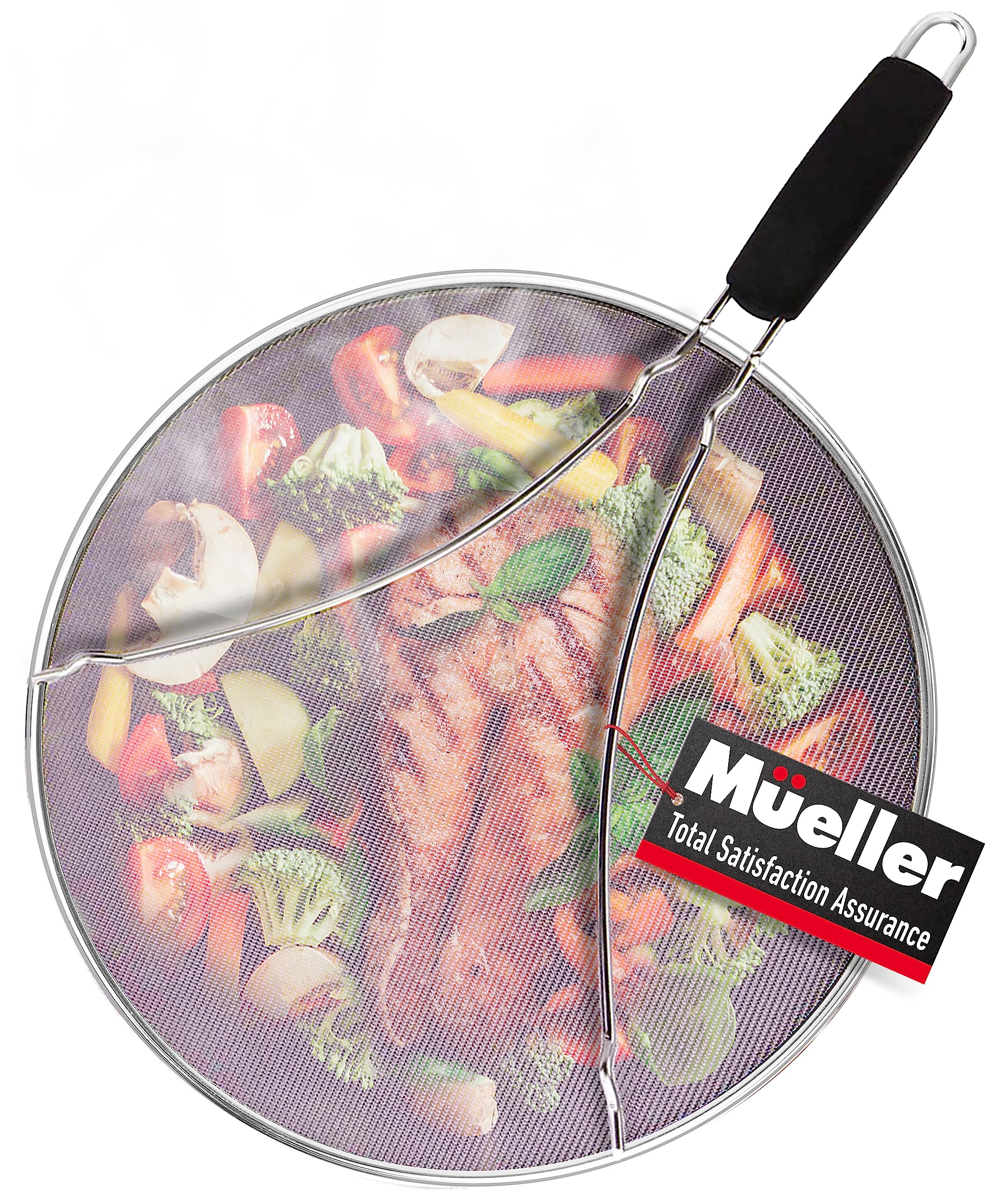 Mueller Grease Splatter Screen for Frying Pan 13", Ultra Fine Mesh Prevents 99% of Splatter Messes, Splatter Guard Shield for Safe Cooking with Resting Feet, Stainless Steel