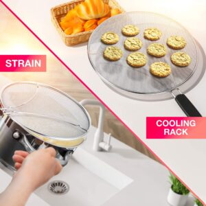 Mueller Grease Splatter Screen for Frying Pan 13", Ultra Fine Mesh Prevents 99% of Splatter Messes, Splatter Guard Shield for Safe Cooking with Resting Feet, Stainless Steel