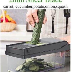 Alrens Vegetable Chopper Mandoline Slicer Cutter and Grater 11 in 1 Vegetable Slicer Potato Onion Veggie Chopper Dicer with Container Gray