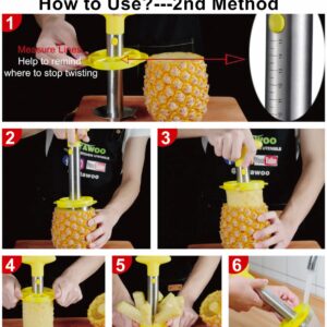 Pineapple Corer and Slicer [Reinforced sharp blades & Heavy duty & Durable], Yhtawoo Pineapple Cutter Corer Peeler, Stainless Steel Decorer Fruit Knife,Easy Core Remover