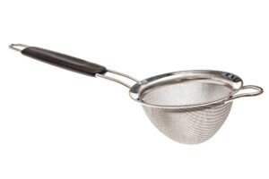 livefresh fine mesh stainless steel mini tea strainer with non slip handle - 3 inch - ideal size for straining teas and cocktails or sifting flour, sugar, spices, and herbs