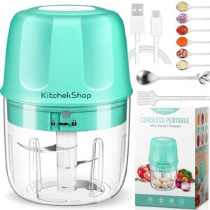 rechargeable portable and cordless mini food processor 250ml with stainless steel blade, electric garlic chopper vegetable chopper blender for nuts chili onion minced meat and spices bpa-free(green)