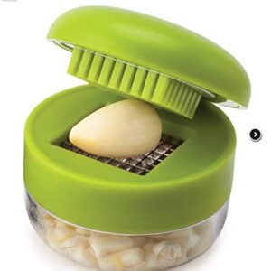 Joie Garlic Press and Chopper with Storage Container, Stainless Steel Blades, Green