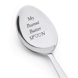 my peanut butter spoon with two little heart - engraved spoon stainless steel silverware flatware unique birthday easter basket gifts for boy girl mom dad kids - unique gifts - i love you - mom gift