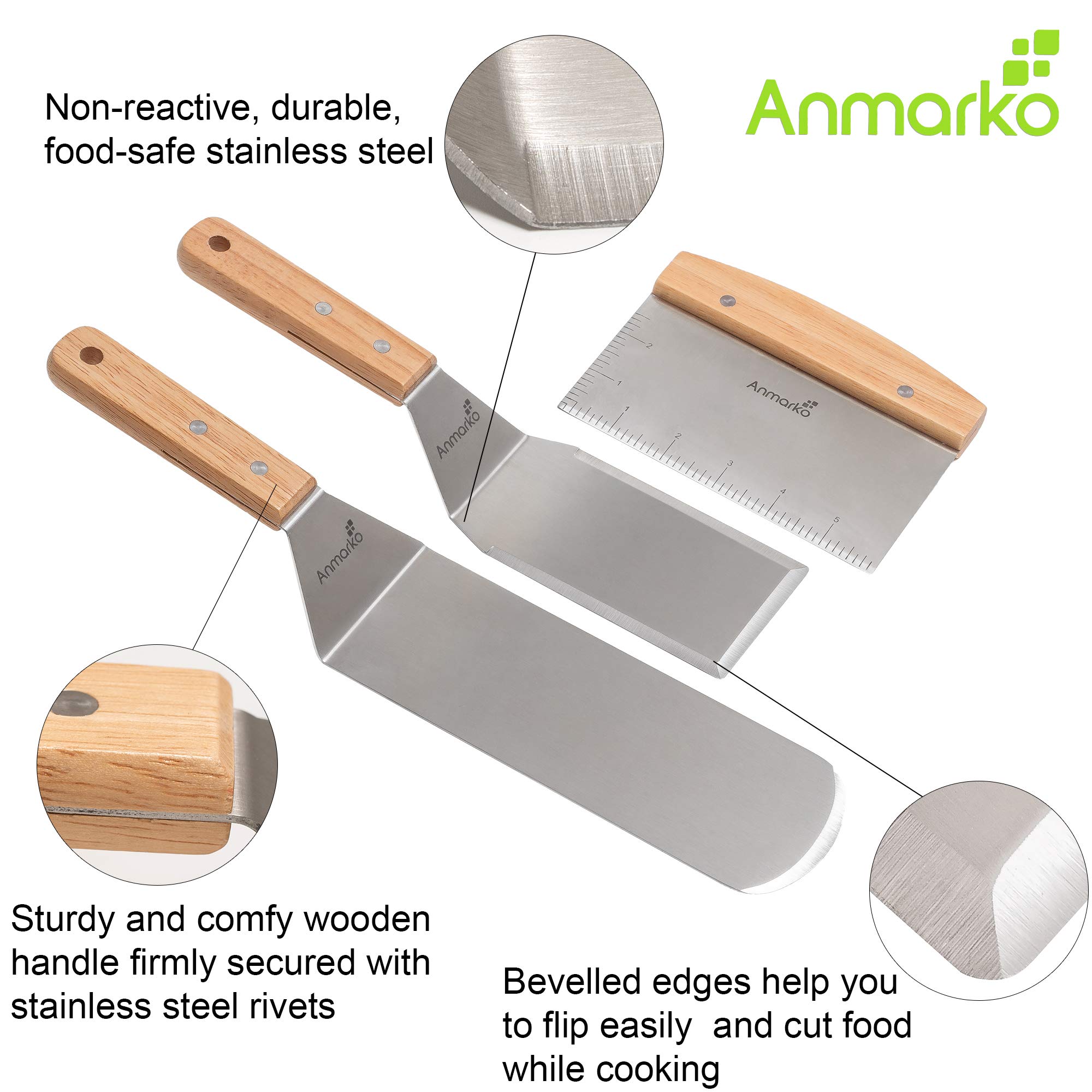 Professional Metal Spatula Set - Stainless Steel Spatula and Griddle Scraper - Heavy Spatula Griddle Accessories Great for Cast Iron Griddle BBQ Flat Top Grill - Commercial Grade