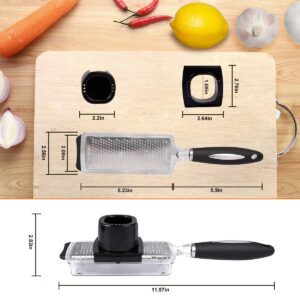 Otevy Mos Ginger Grater Tool with Handle Lemon Zester with Catcher Premium Stainless Steel Mini Grater with Container Nutmeg Grinder Garlic Grater