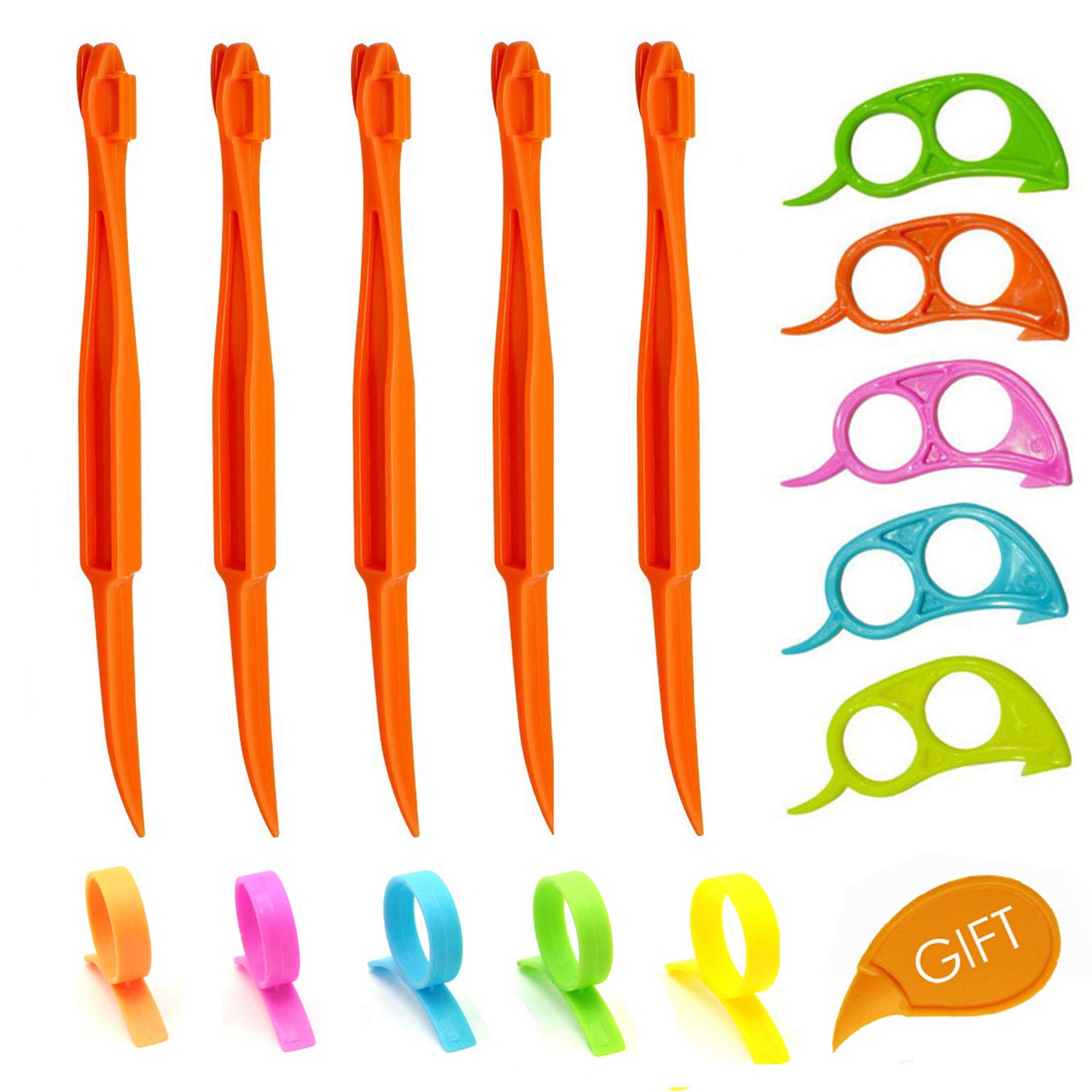 Orange Peeler Set Cosmer Orange Peeler Easy Open Citrus Lemon Citrus Peel Cutter Vegetable Slicer Fruit Tools Kitchen Gadgets (15 Pack Colorful)