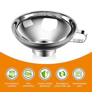 Pisol Canning Funnel for Kitchen Use, Wide Mouth Stainless Steel Funnel for Wide and Regular Mouth Mason Jar, Food Grade Metal Funnel for Filling Bottle, Large Funnel for All Liquid and Solid