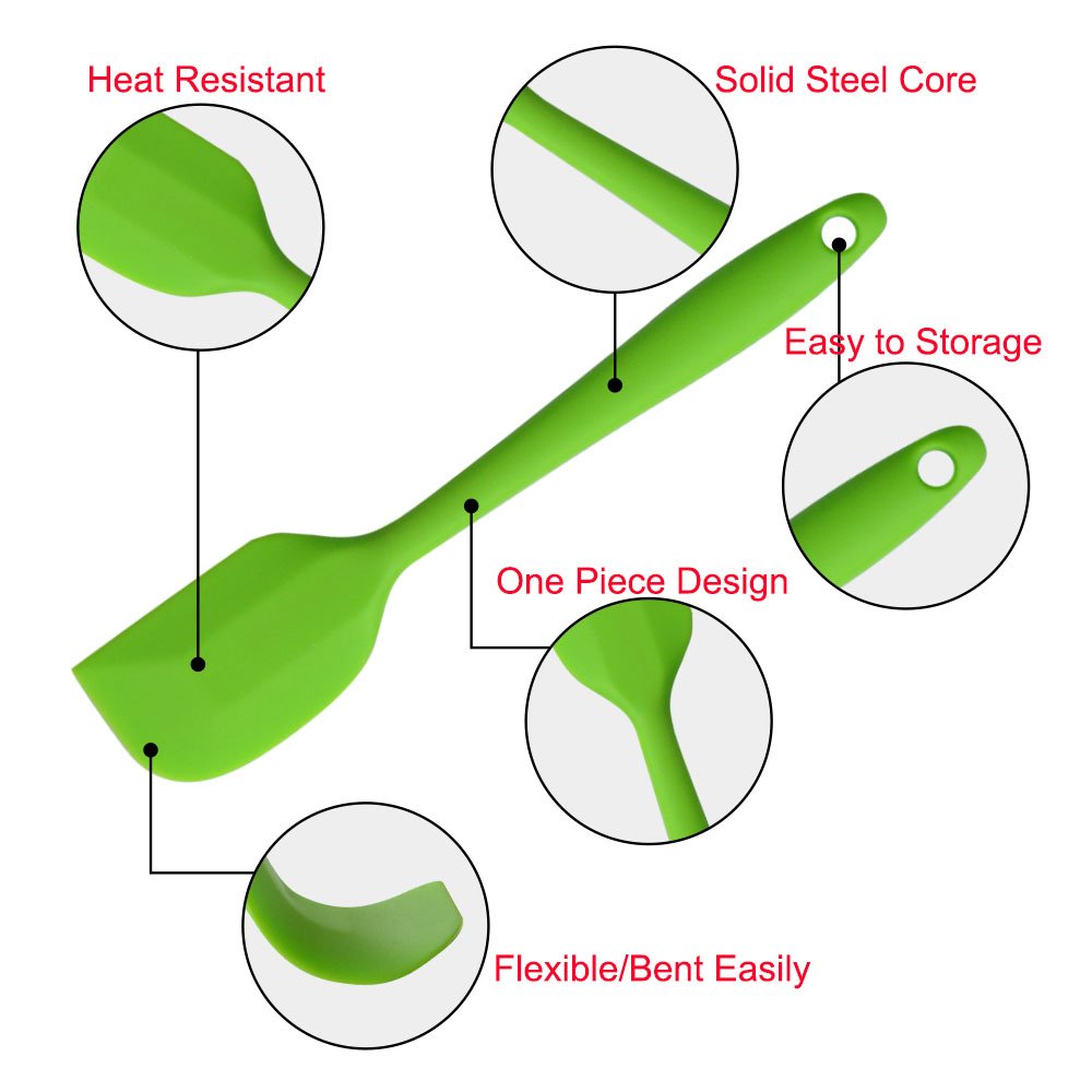 Silicone Spatulas, 11 inch Rubber Spatula Heat Resistant Seamless One Piece Design Non-Stick Flexible Scrapers Baking Mixing Tool (4 Piece)