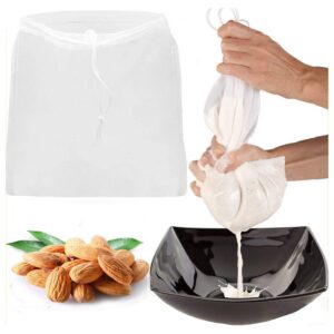2 pcs pro quality nut milk bag - big 12"x12" commercial grade - reusable almond milk bag & all purpose food strainer - fine mesh nylon cheesecloth & cold brew coffee filter