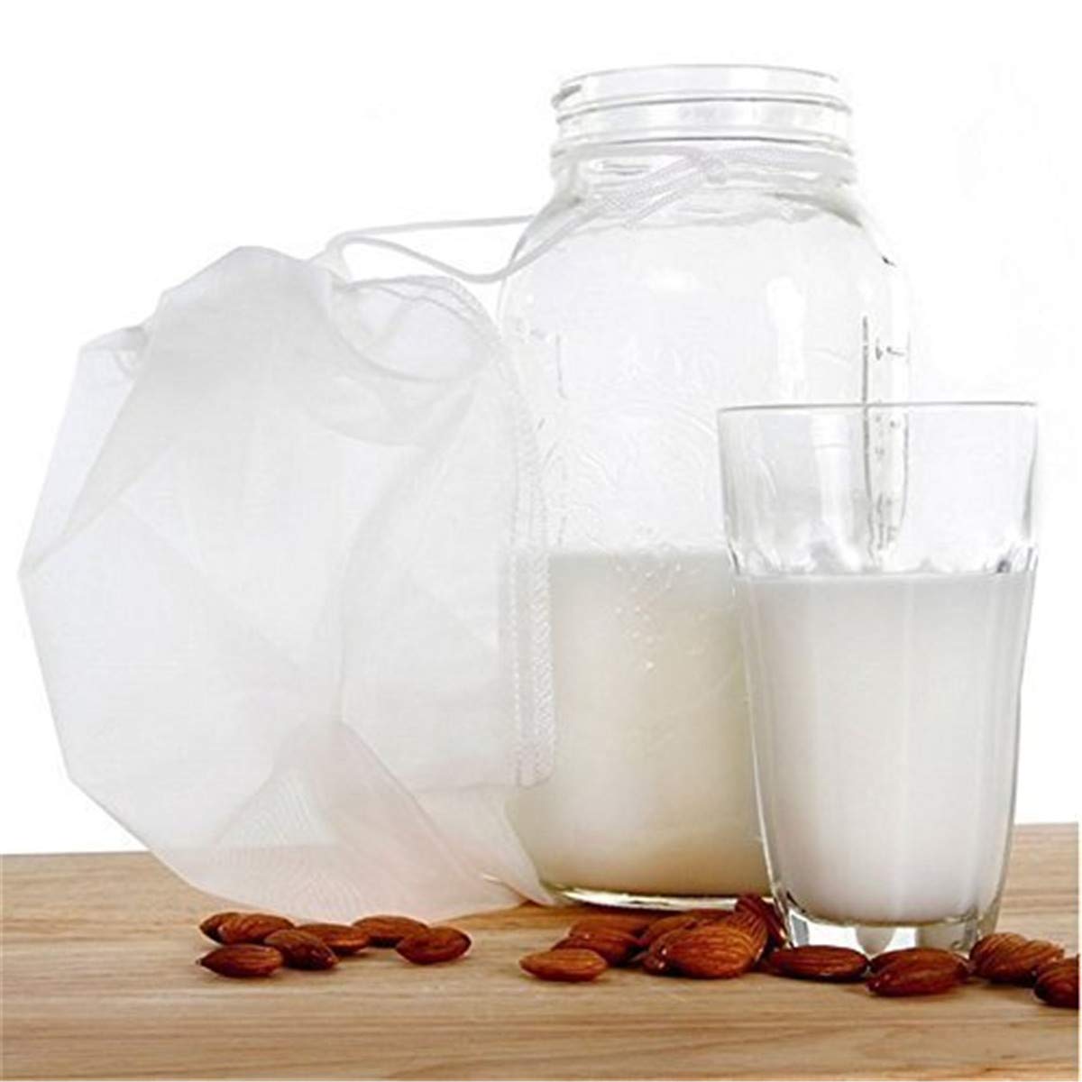 2 Pcs Pro Quality Nut Milk Bag - Big 12"X12" Commercial Grade - Reusable Almond Milk Bag & All Purpose Food Strainer - Fine Mesh Nylon Cheesecloth & Cold Brew Coffee Filter