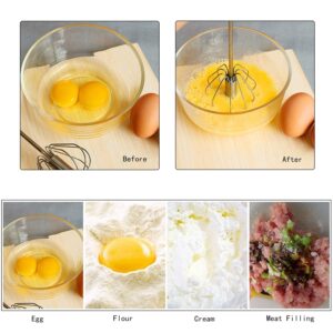 Stainless Steel Whisks, Hand Push Whisk Blender Semi-Automatic Whisk Mixer Egg Milk Beater Milk Frother Rotating Push Whisk Mixer for Blending, Whisking, Beating & Stirring (10 inches)