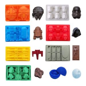 Set of Best10 Star Wars Silicone Ice Trays/Chocolate Molds: Stormtrooper, Darth Vader, X-Wing Fighter, Millennium Falcon, R2-D2, Han Solo, Boba Fett, and Death Star