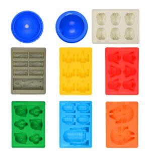 Set of Best10 Star Wars Silicone Ice Trays/Chocolate Molds: Stormtrooper, Darth Vader, X-Wing Fighter, Millennium Falcon, R2-D2, Han Solo, Boba Fett, and Death Star