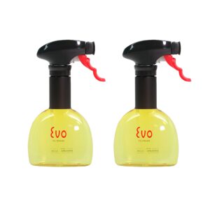 evo oil sprayer bottle, non-aerosol for olive cooking oils, 8-ounce capacity, set of 2, yellow
