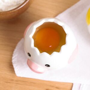 LuoCoCo Cute Egg Separator, Ceramics Vomiting Chicken Egg Yolk White Separator, Practical Household Small Egg Filter Splitter, Kitchen Gadget Baking Assistant Tool, Dishwasher Safe (Yellow)