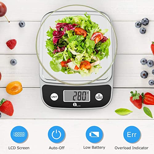 SIMPLETASTE Digital Kitchen Scale Multifunction Food Scale with LCD Display and Tare Function for Cooking, Baking (Batteries Included)