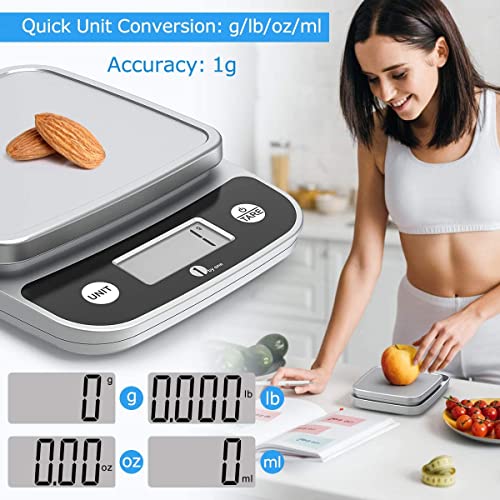 SIMPLETASTE Digital Kitchen Scale Multifunction Food Scale with LCD Display and Tare Function for Cooking, Baking (Batteries Included)