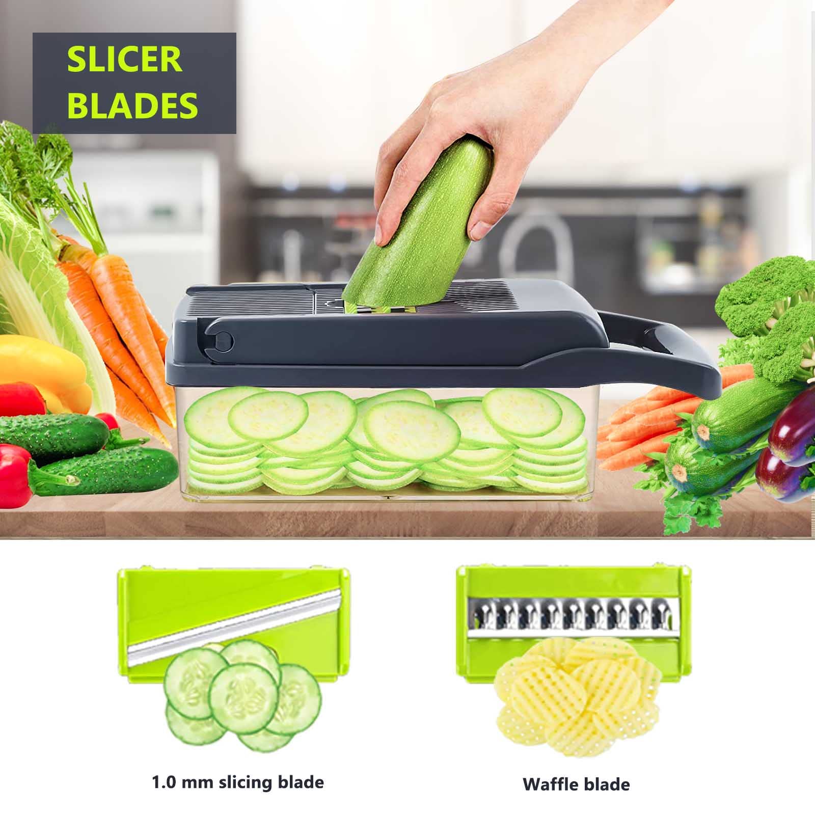 YAYAYOUNG Vegetable Chopper,Multifunctional 16 in 1 Food Chopper,Veggie Chopper with Container,Pro Onion Chopper,Potato Slicer,Kitchen Cutter Slicer Dice(Grey)