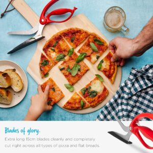 Dreamfarm Scizza | Non-Stick Pizza Scissors with Protective Server | Stainless Steel | All-In-One Pizza Slicer | Easy-To-Use & Easy-To-Clean Pizza Cutters | Red