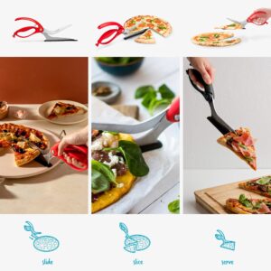 Dreamfarm Scizza | Non-Stick Pizza Scissors with Protective Server | Stainless Steel | All-In-One Pizza Slicer | Easy-To-Use & Easy-To-Clean Pizza Cutters | Red