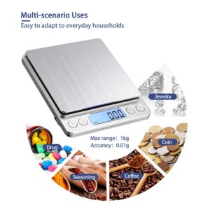 KUBEI Upgraded Large Range Small Kitchen Scale, USB Charging Mini Food Electronic Scale, High Accuracy Cooking Scale, Pocket Scale with LCD Display, 1kg/0.01