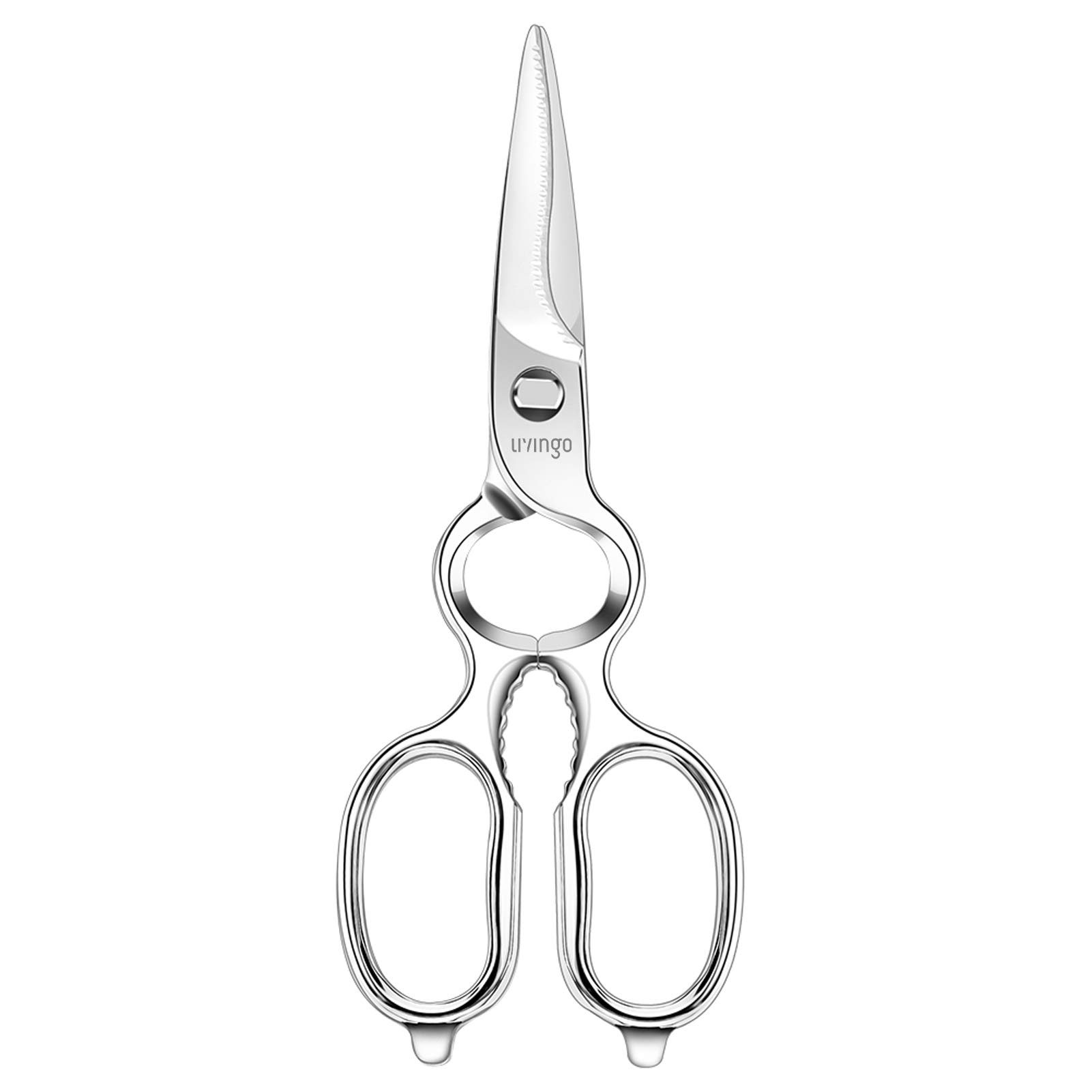 LIVINGO Kitchen Forged Shears Heavy Duty Come Apart Ultra Sharp Multi-function Stainless Steel Scissors Bottle Opener, Nut Cracker 8.5 inch